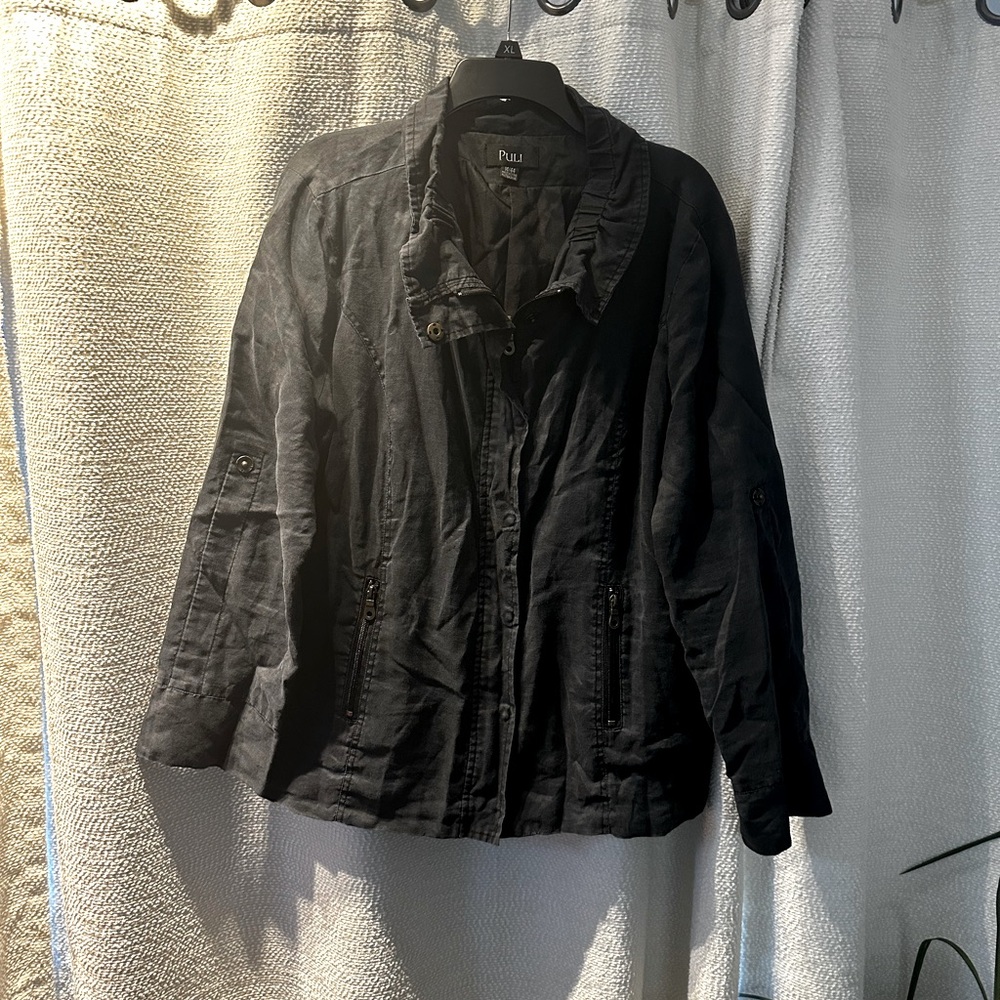 4 for $10!! Sz 14 PULI Black Zip-Up Jacket, Button-Up - Picture 2 of 7